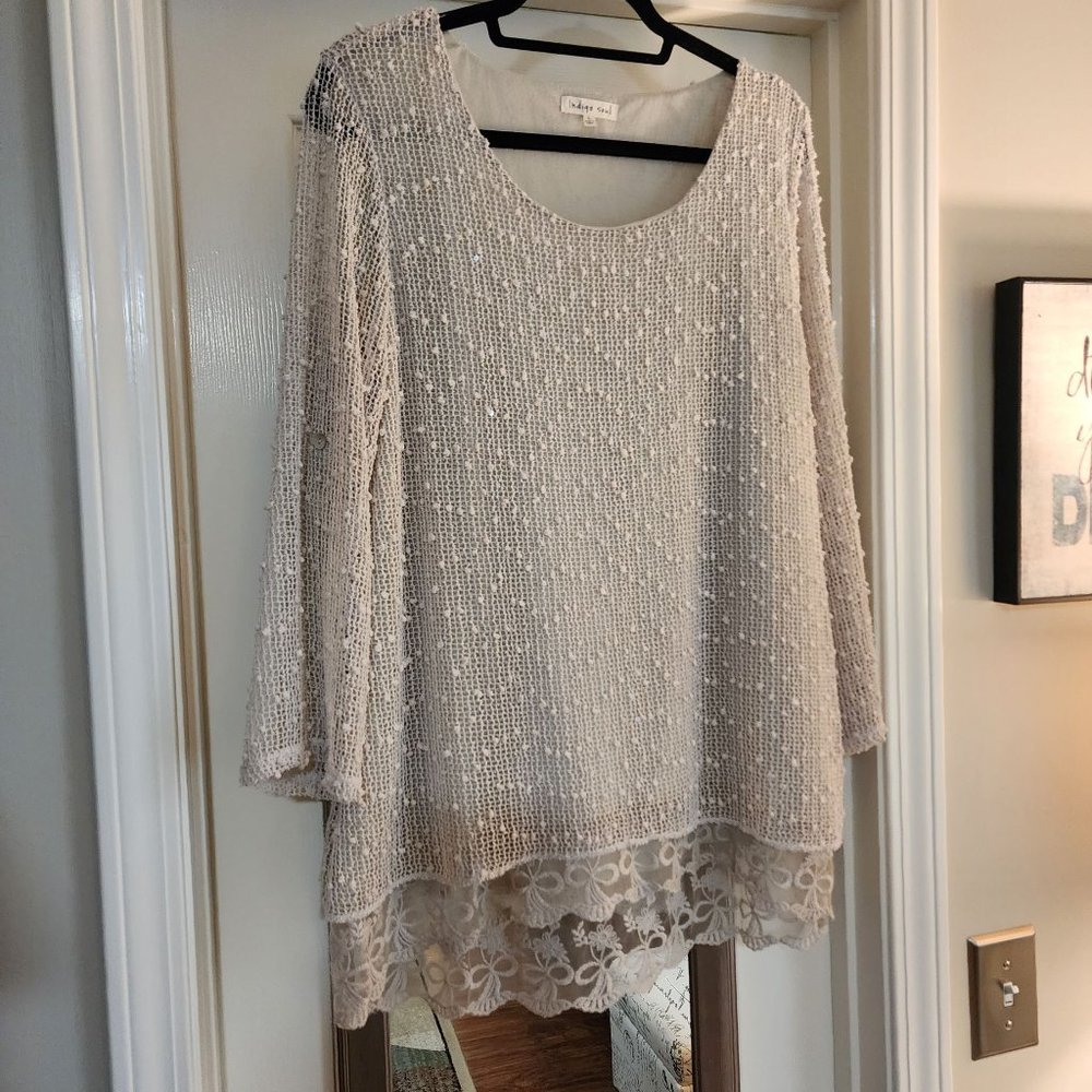 Indigo Soul Tunic Top with subtle sparkle.  Size L